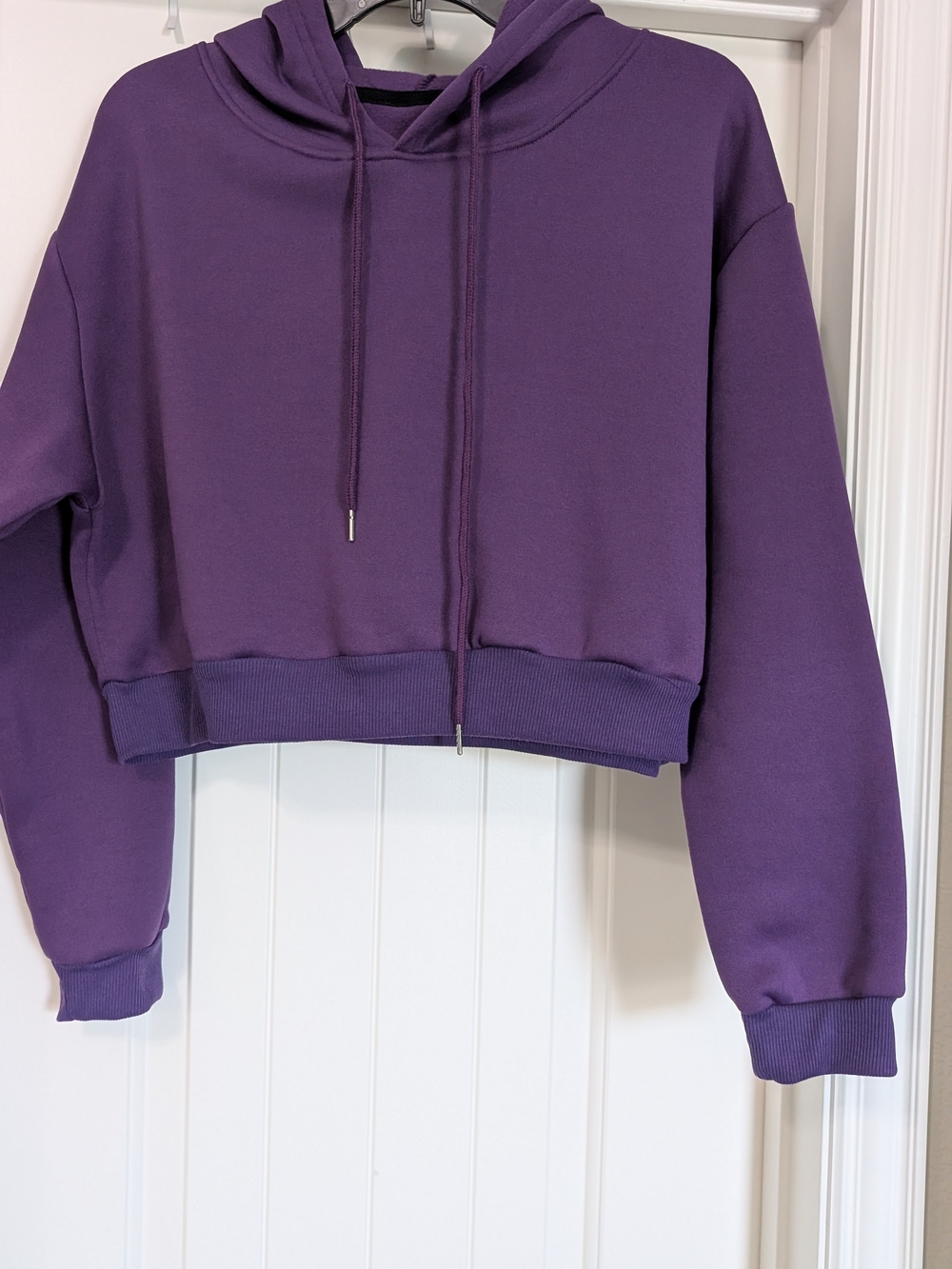 SHEIN Purple Cropped Hoodie Sweatshirt